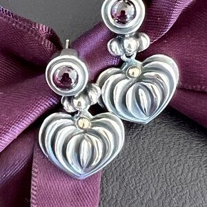 Lagos amethyst fluted heart drop earrings
